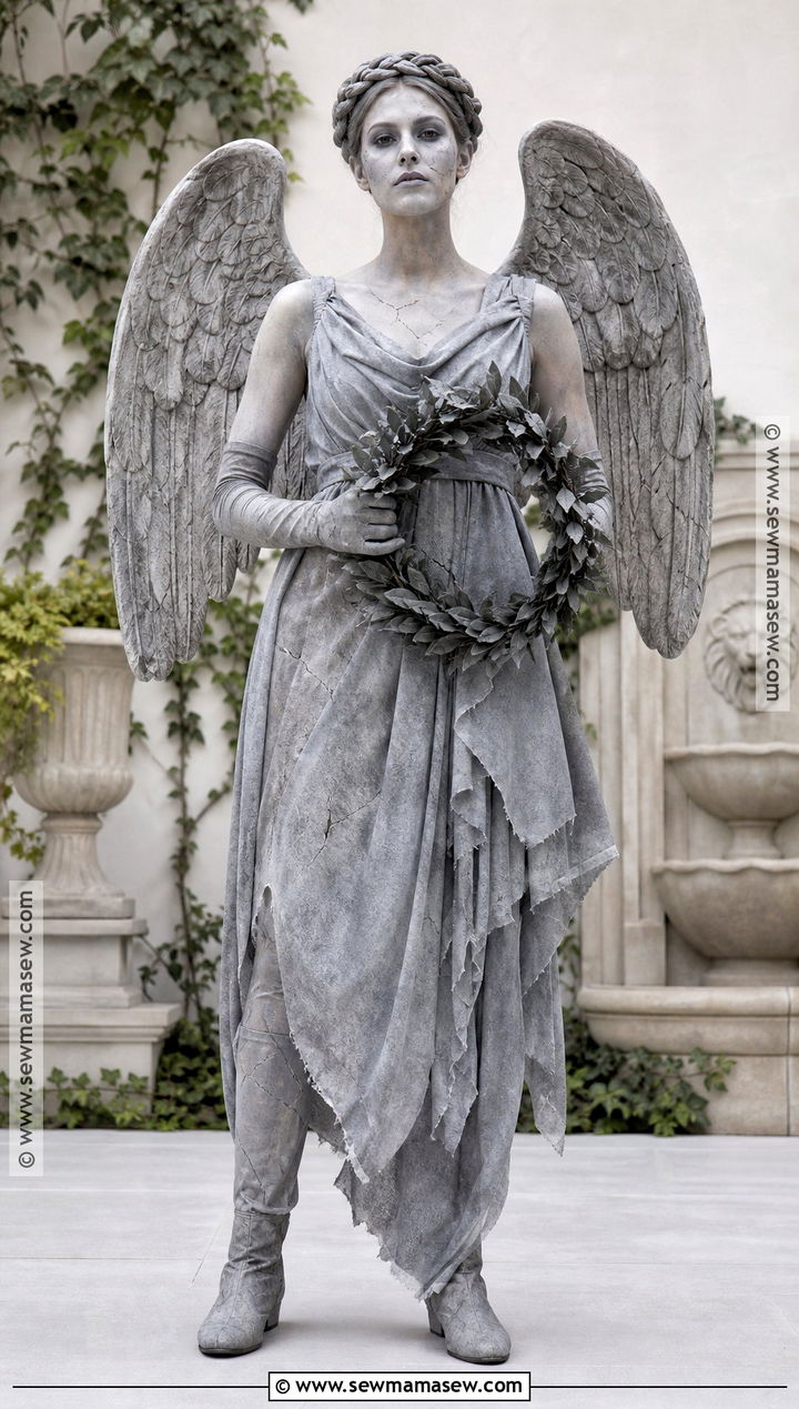 Cemetery Angel Costume With Gray Wings - 45 scary costumes