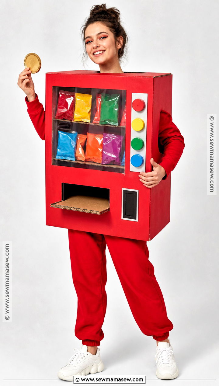 Cereal Box Vending Machine Recycled Costume - 30 Recycled Costume Ideas