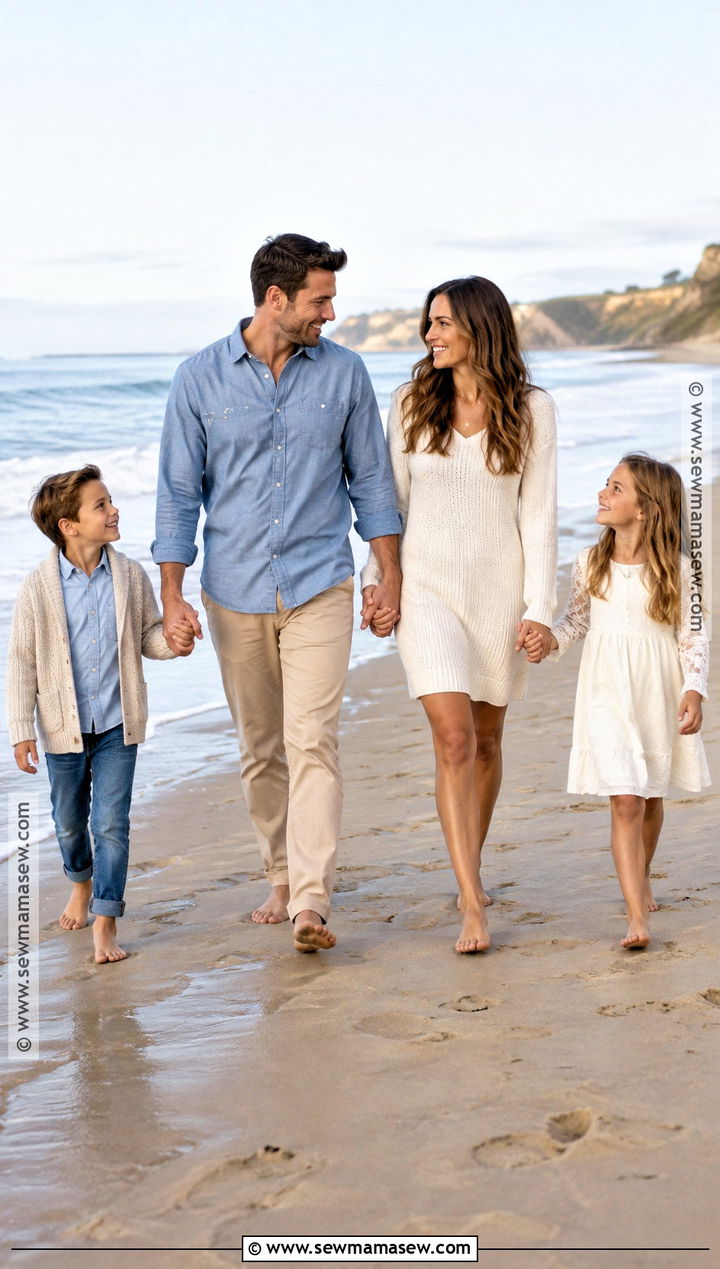 Chambray And Cream Fall Beach Family Outfit - 20 fall family beach pictures outfits
