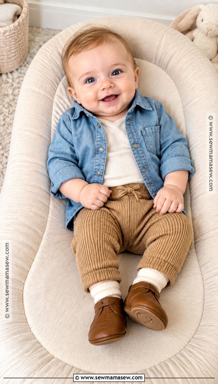 Chambray Shirt And Knit Pants Baby Boy Fall Outfit - 15 Baby Boy Fall Outfits 0-3 Months