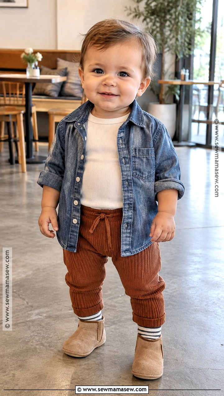 Chambray Shirt And Knit Pants Baby Fall Outfit - 25 baby fall outfits