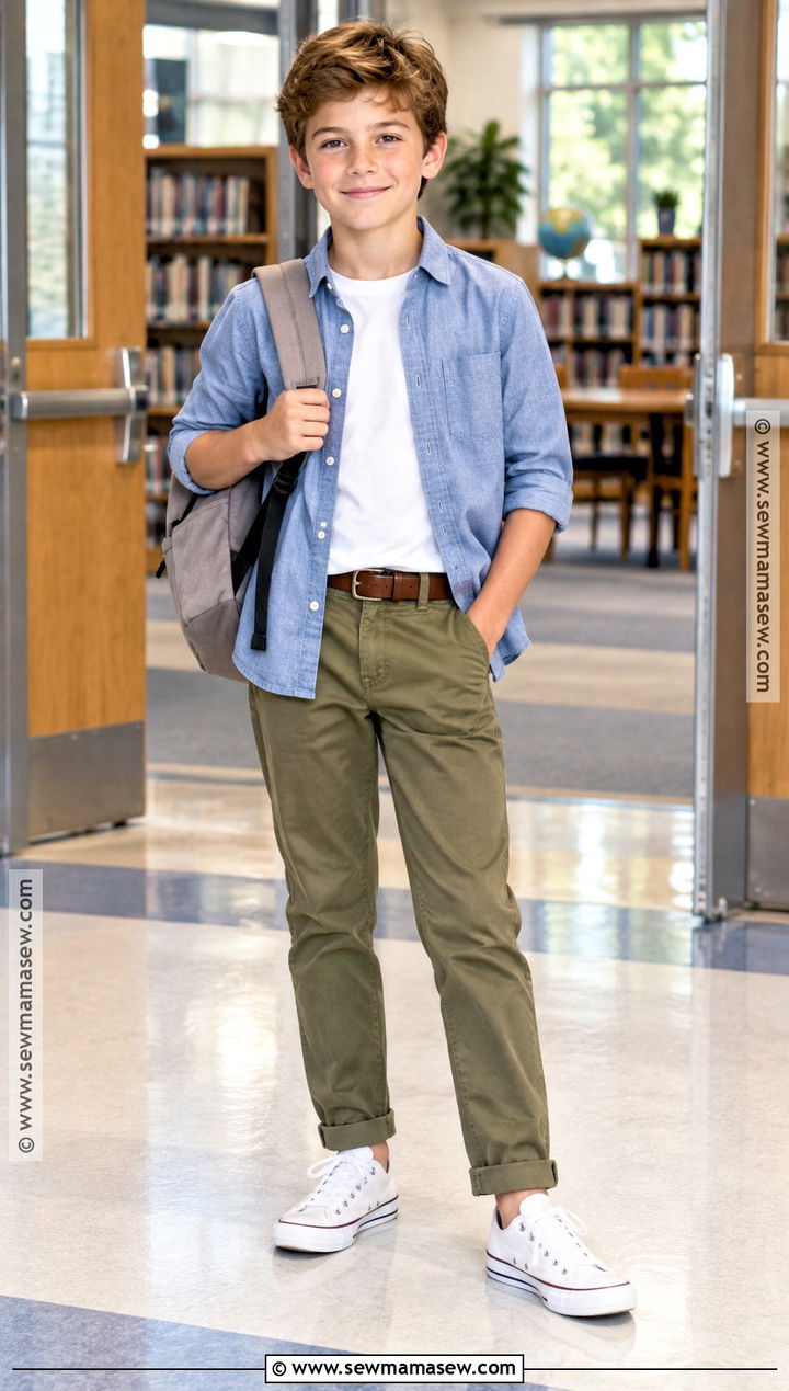 Chambray Shirt With Twill Pants - 15 back to school shirts for boys