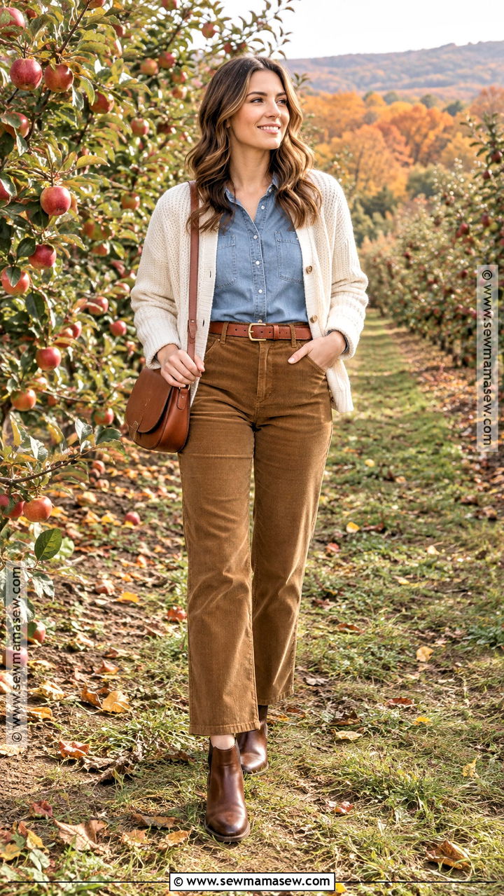 Chambray Shirt and Corduroy Pants Harvest Outfit - 20 Harvest Outfits