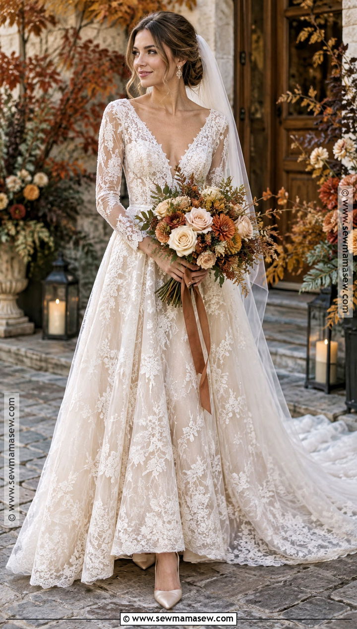 Champagne A Line Wedding Dress - 15 A Line Wedding Dress Fall Ideas