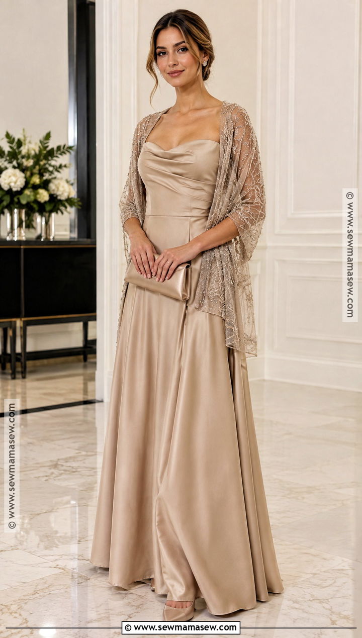 Champagne Bridesmaid Dress With Beaded Evening Wrap - 15 wedding shawls and wraps fall bridal party ideas