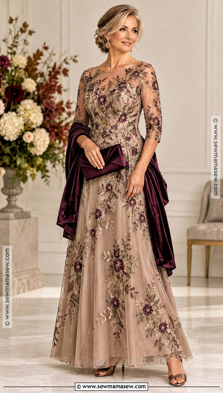 Champagne Embroidered Mother of the Bride Dress - 15 Mother Of Bride Dresses Fall Wedding