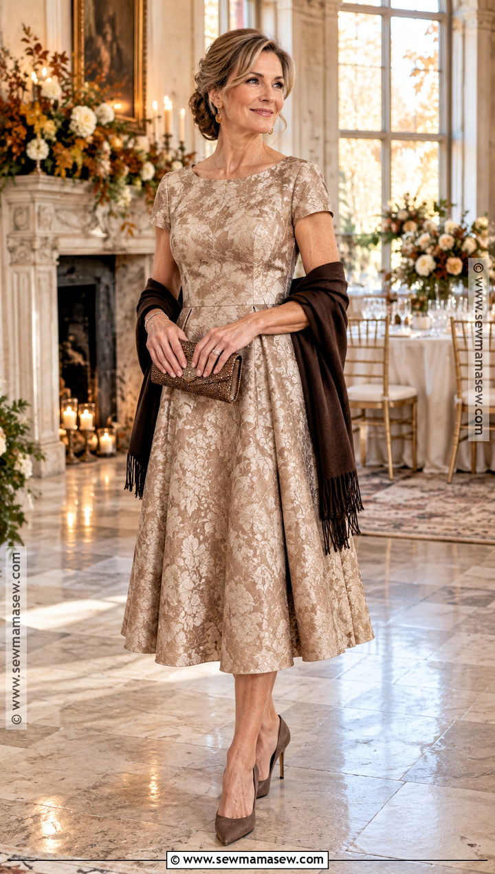 Champagne Jacquard Mother Of The Groom Dress - 15 casual mother of the groom dresses fall