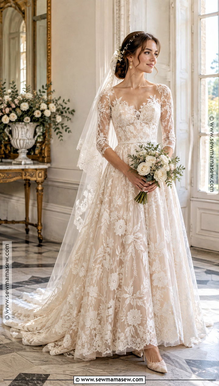 Champagne Lace Soft Autumn Wedding Dress - 20 Soft Autumn Wedding Dress Ideas