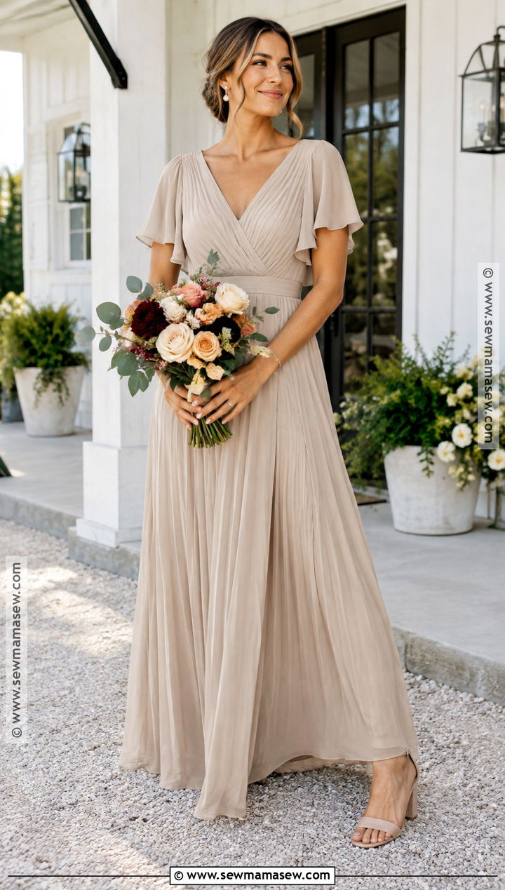 Champagne Pleated Bridesmaid Dress - 15 Fall Rustic Bridesmaid Dresses