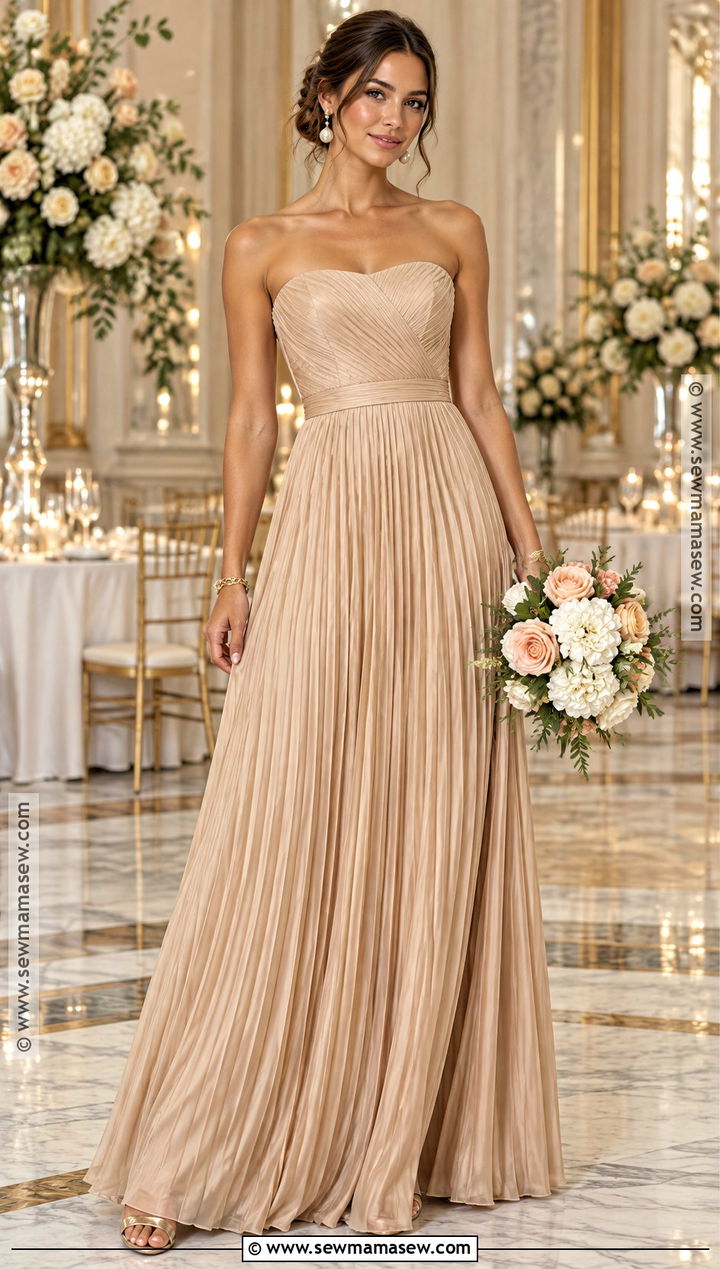 Champagne Pleated Bridesmaid Dress - 20 september bridesmaid dresses