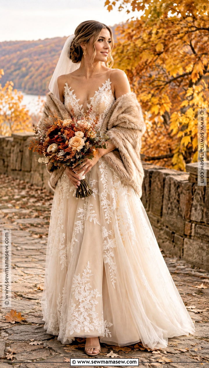 Champagne Rustic Fall Wedding Dress - 20 rustic fall wedding dress ideas