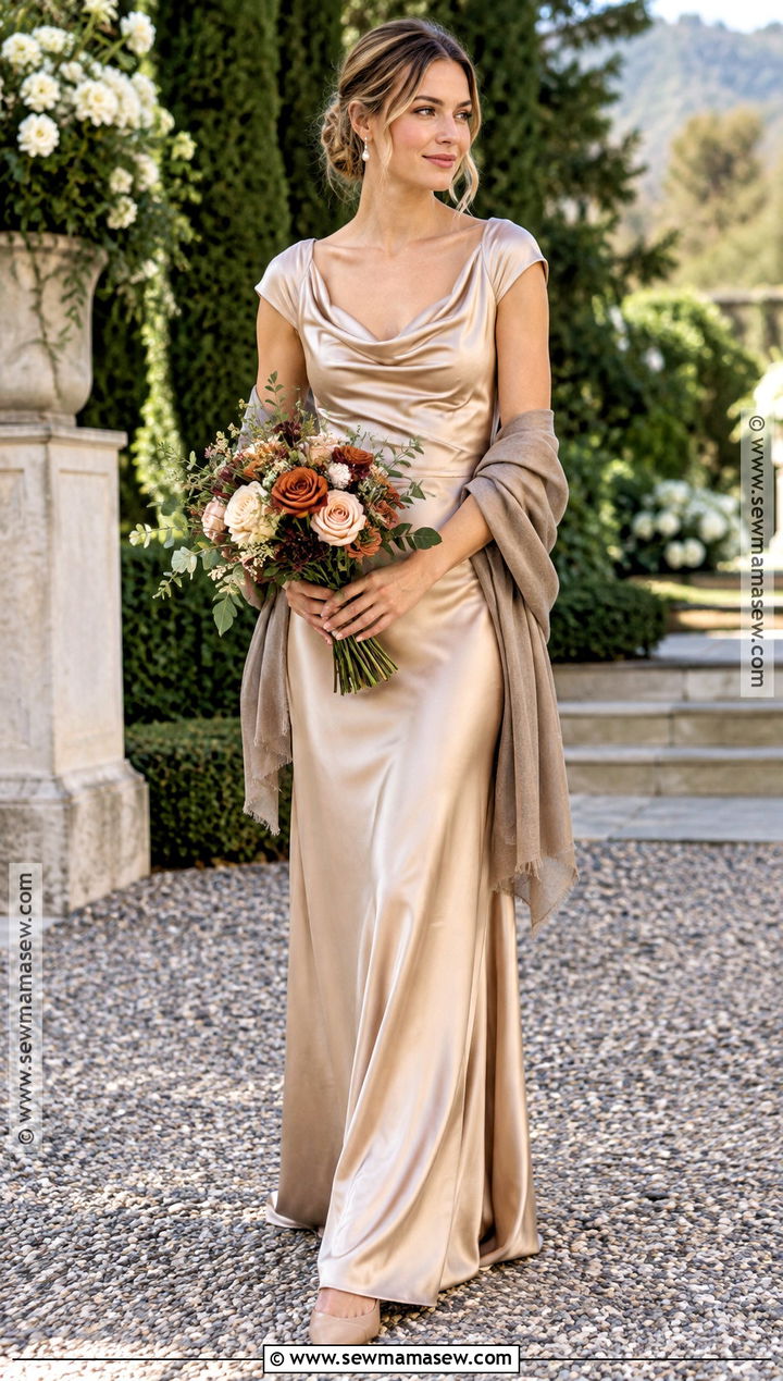 Champagne Satin Autumn Bridesmaid Dress - 25 autumn bridesmaid dresses