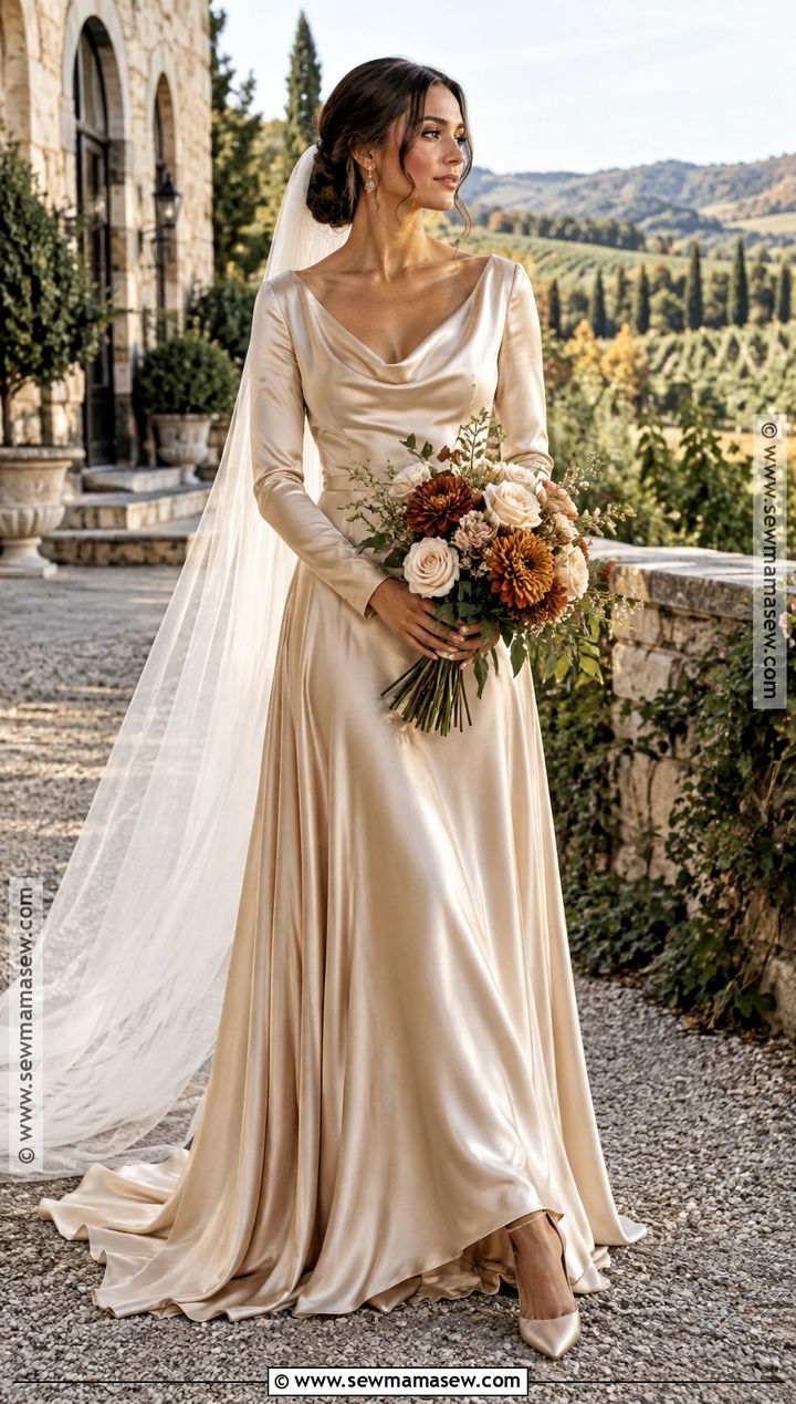Champagne Satin Autumn Wedding Dress - 20 autumn wedding dress the bride ideas