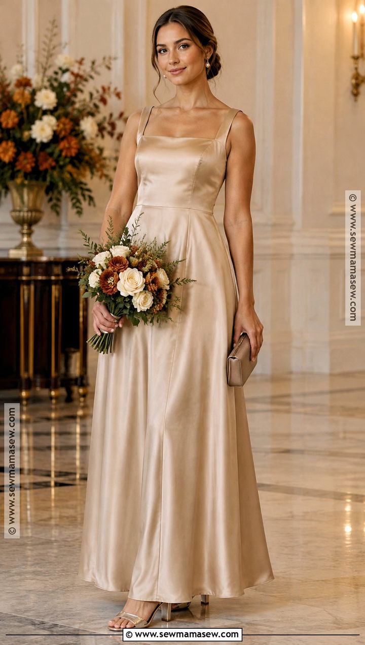 Champagne Satin Bridesmaid Dress - 15 bridesmaid autumn dresses
