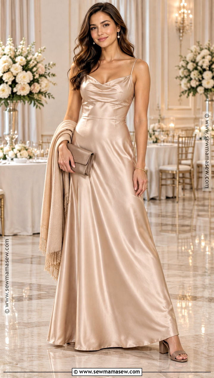 Champagne Satin Bridesmaid Dress - 15 fall wedding dress bridesmaid ideas