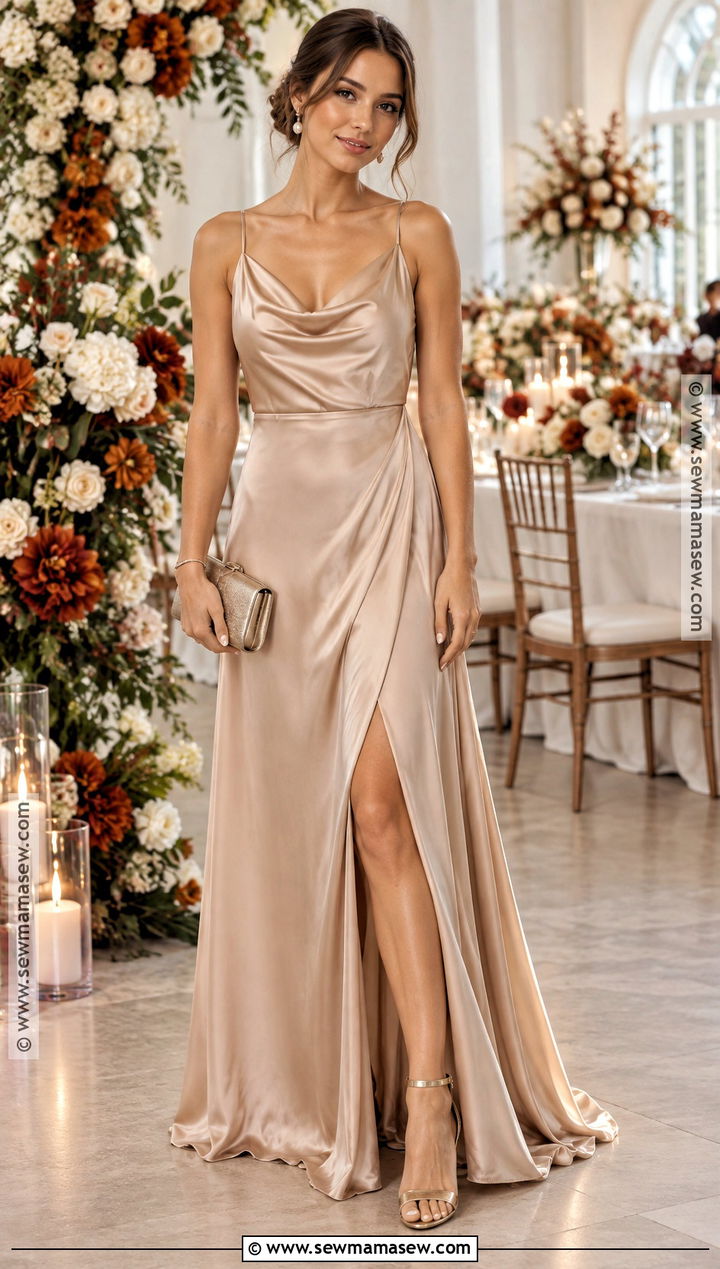 Champagne Satin Bridesmaid Dress - 20 bridesmaid dresses fall wedding