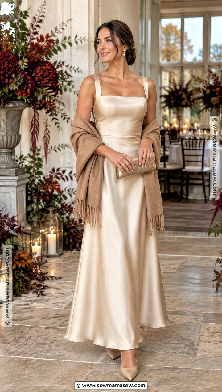 Champagne Satin Bridesmaid Dress - 20 fall bridesmaids dresses