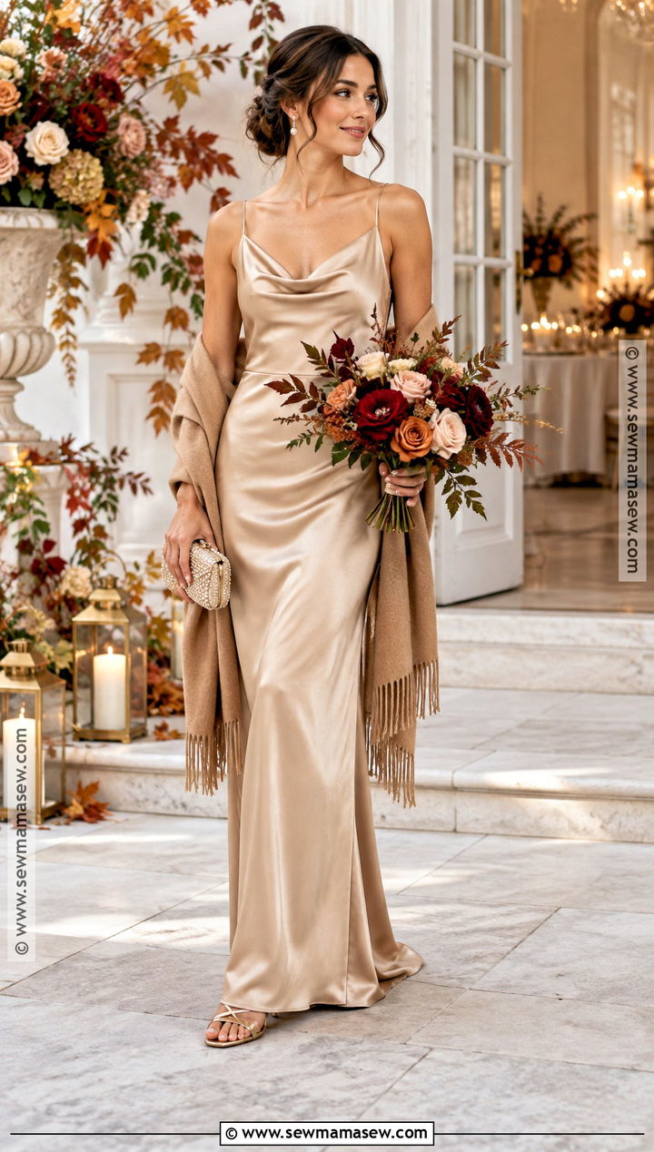 Champagne Satin Fall Bridal Party Dress - 15 fall bridal party dresses
