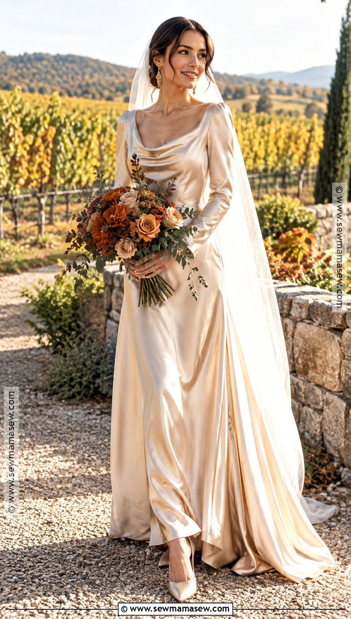 Champagne Satin Fall Wedding Dress - 15 Fall Wedding Dress Bride Ideas