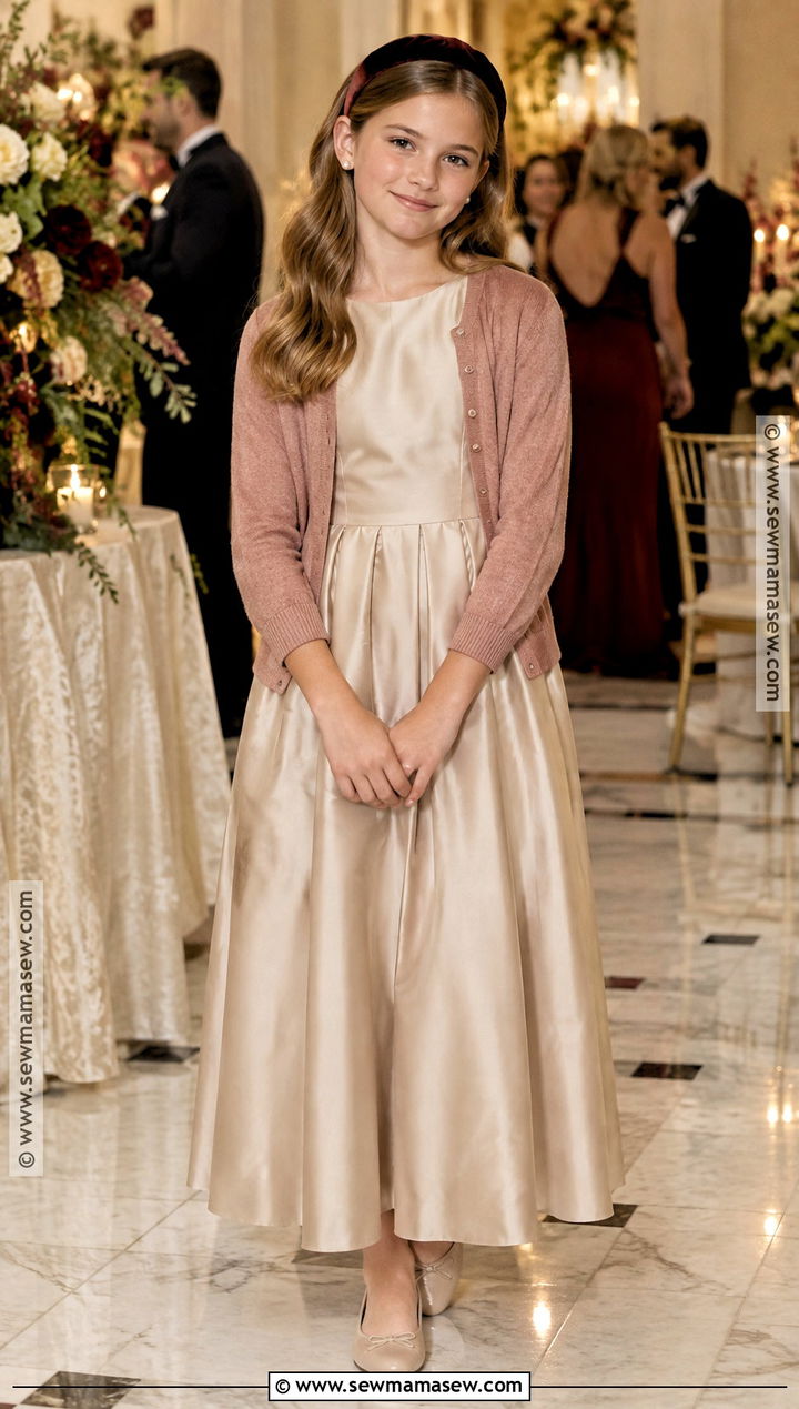 Champagne Satin Junior Bridesmaid Dress - 15 Fall Wedding Junior Bridesmaid Dresses