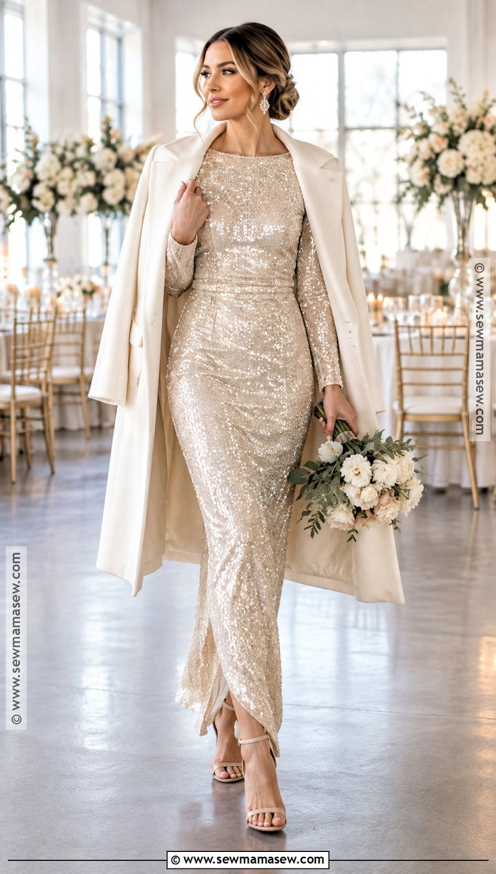 Champagne Sequin Wedding Dress - 15 Non Traditional Fall Wedding Dress Ideas