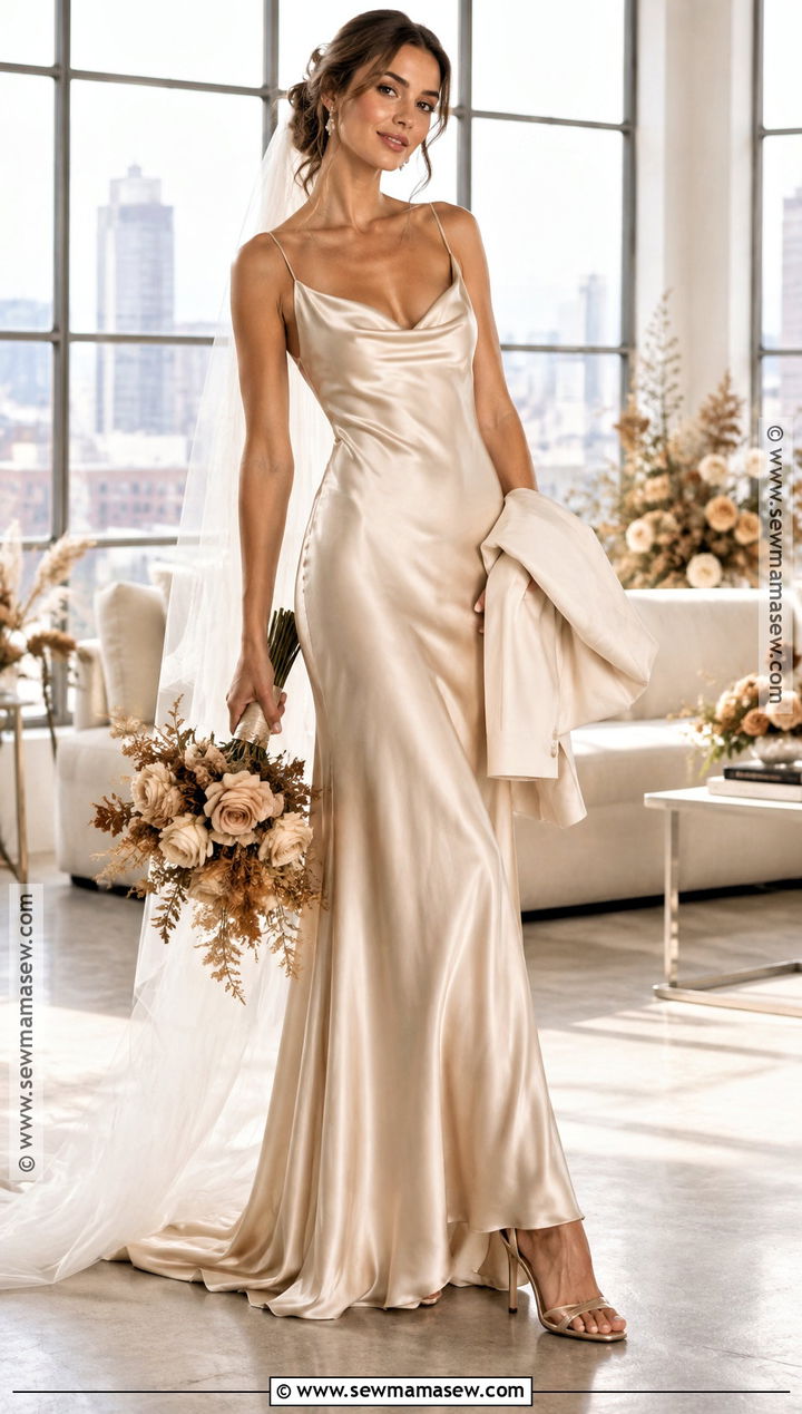 Champagne Silk Slip Wedding Dress - 15 Fall 2026 Wedding Dress Ideas