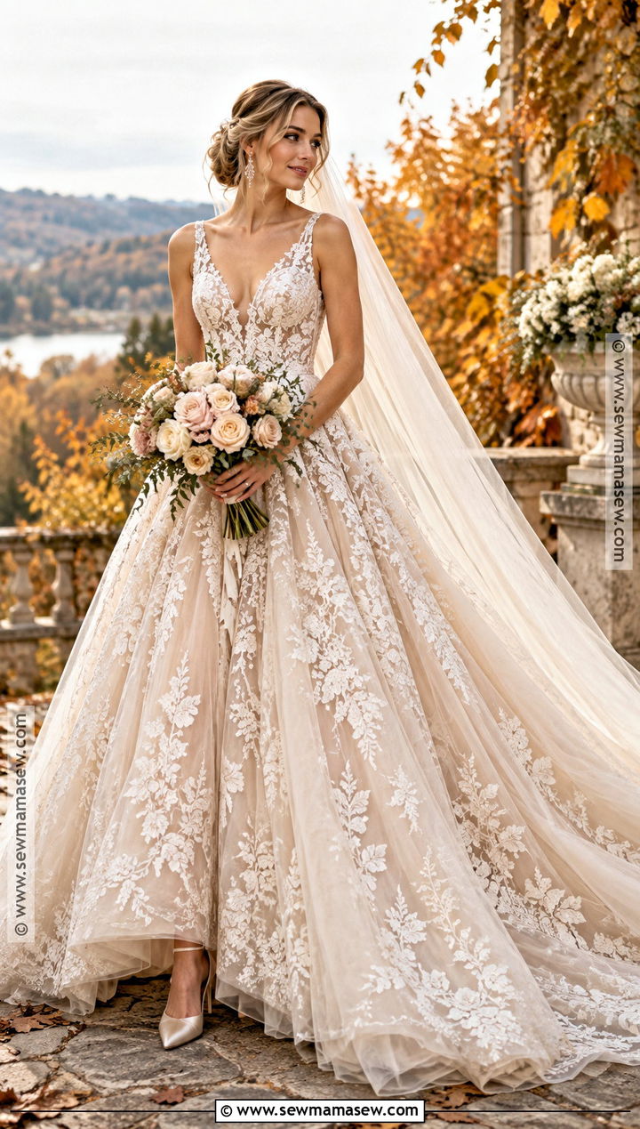 Champagne Tulle Fall Bridal Dress - 20 fall bridal dresses