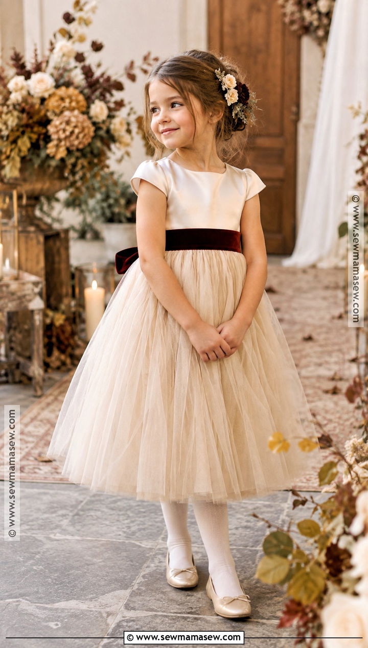 Champagne Tulle Flower Girl Dress - 15 Fall Color Flower Girl Dresses