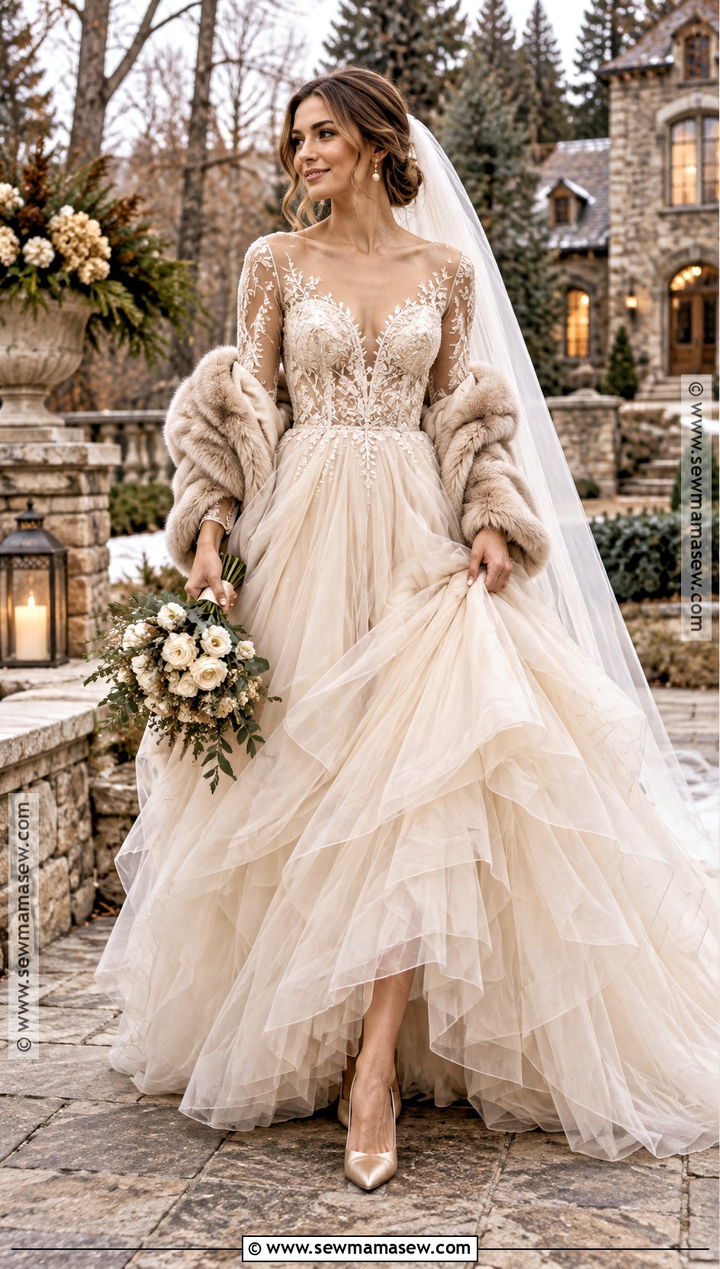 Champagne Tulle November Wedding Dress - 15 november wedding dress brides ideas