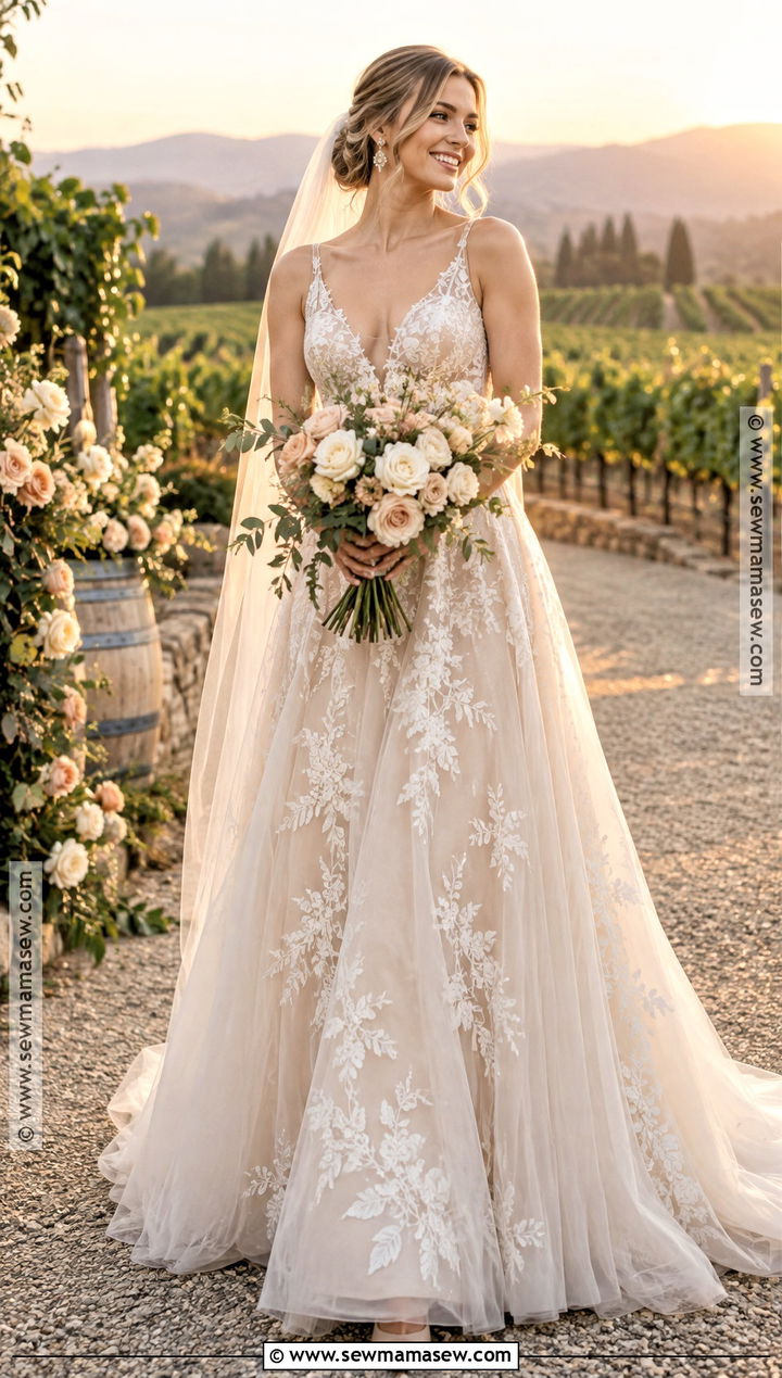 Champagne Tulle September Wedding Dress - 15 september wedding dresses bride