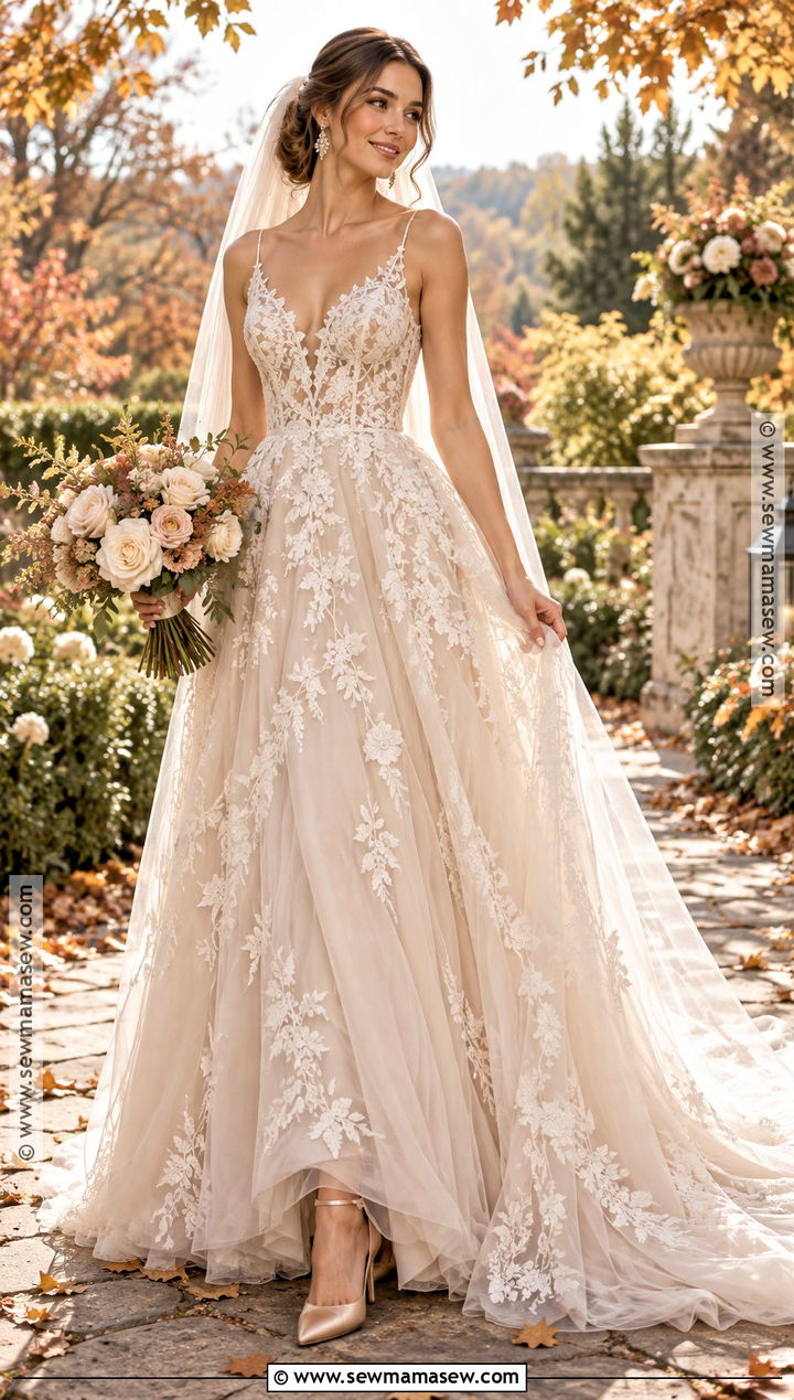 Champagne Tulle Wedding Dress - 15 Wedding Dresses Fall Wedding