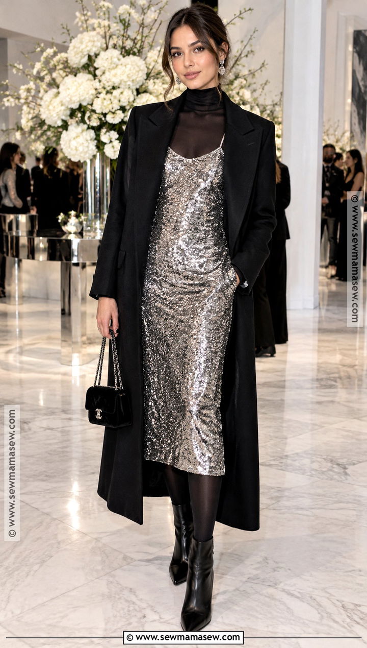 Chanel Sequin Slip Dress And Wool Coat Outfit - 15 chanel fall 2026 ready to wear ideas