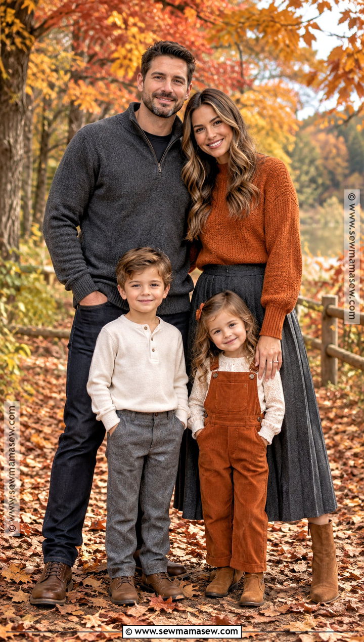 Charcoal And Burnt Orange Fall Family Photo Outfit - 20 simple fall family photo outfits