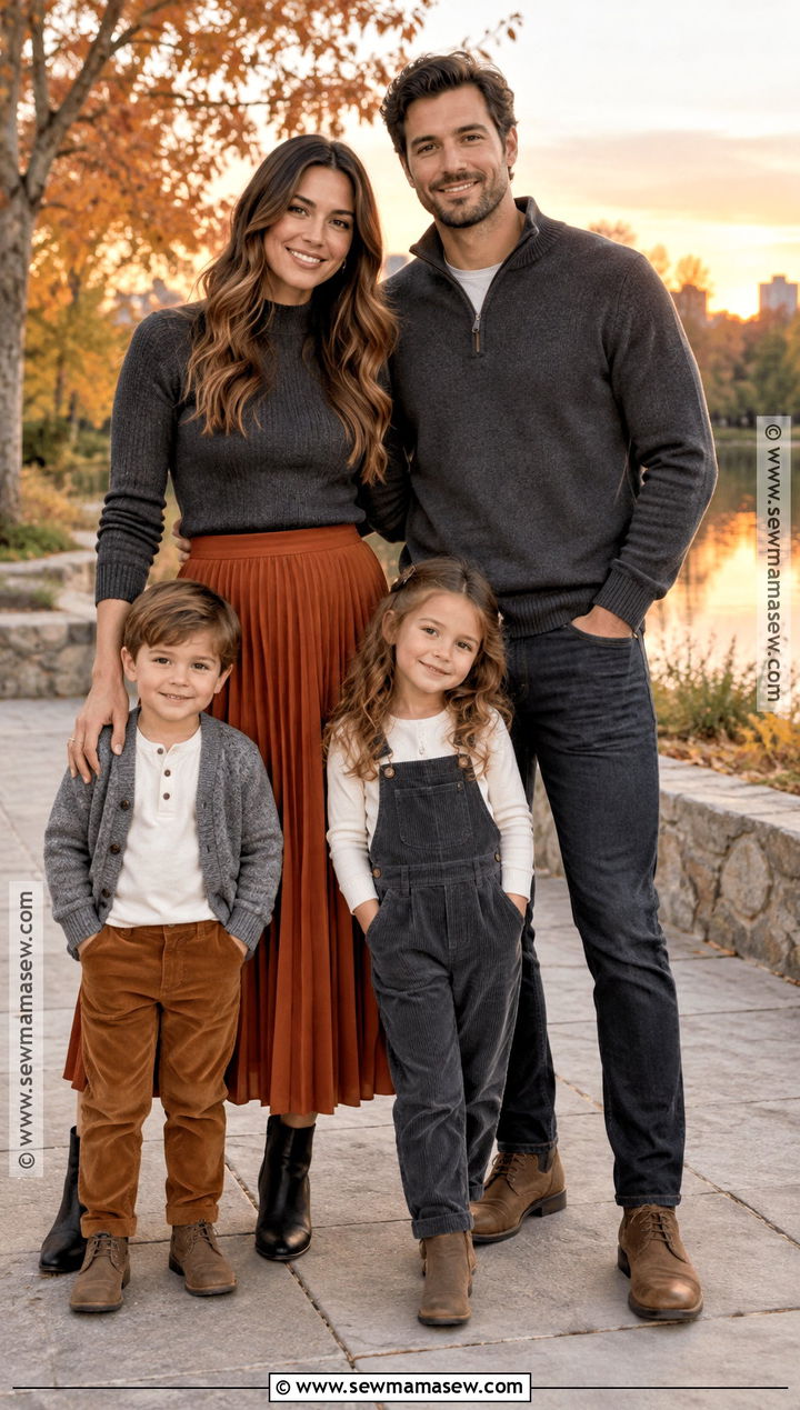 Charcoal And Burnt Orange Fall Sunset Family Outfits - 15 fall sunset family pictures outfits