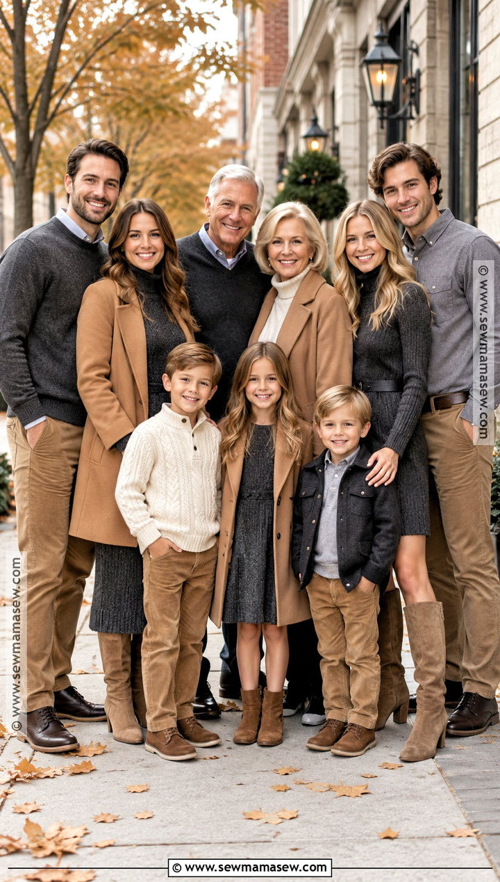 Charcoal And Camel Large Family Fall Photoshoot Outfits - 15 Large Family Fall Photoshoot Outfits
