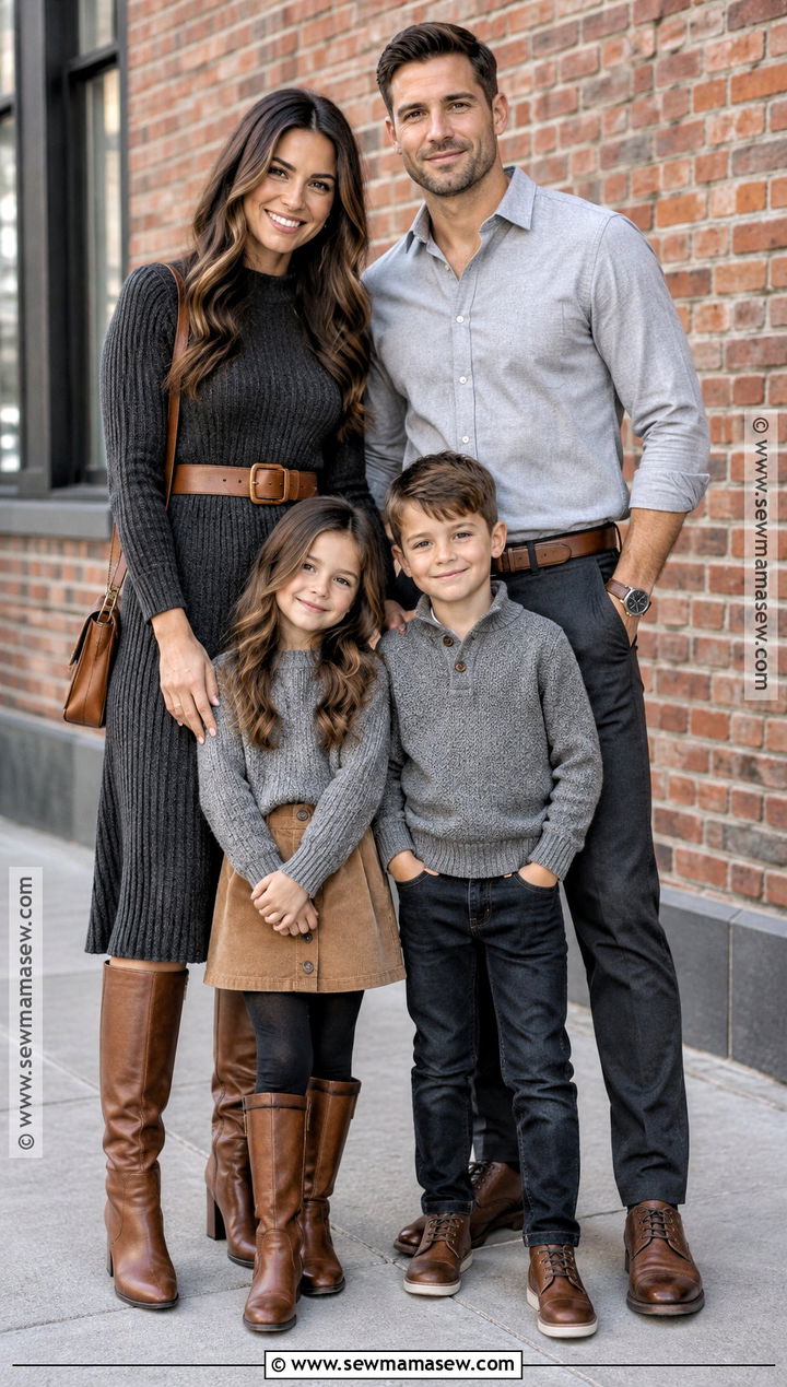Charcoal And Cognac Fall Family Photo Outfit - 25 fall family photos outfits