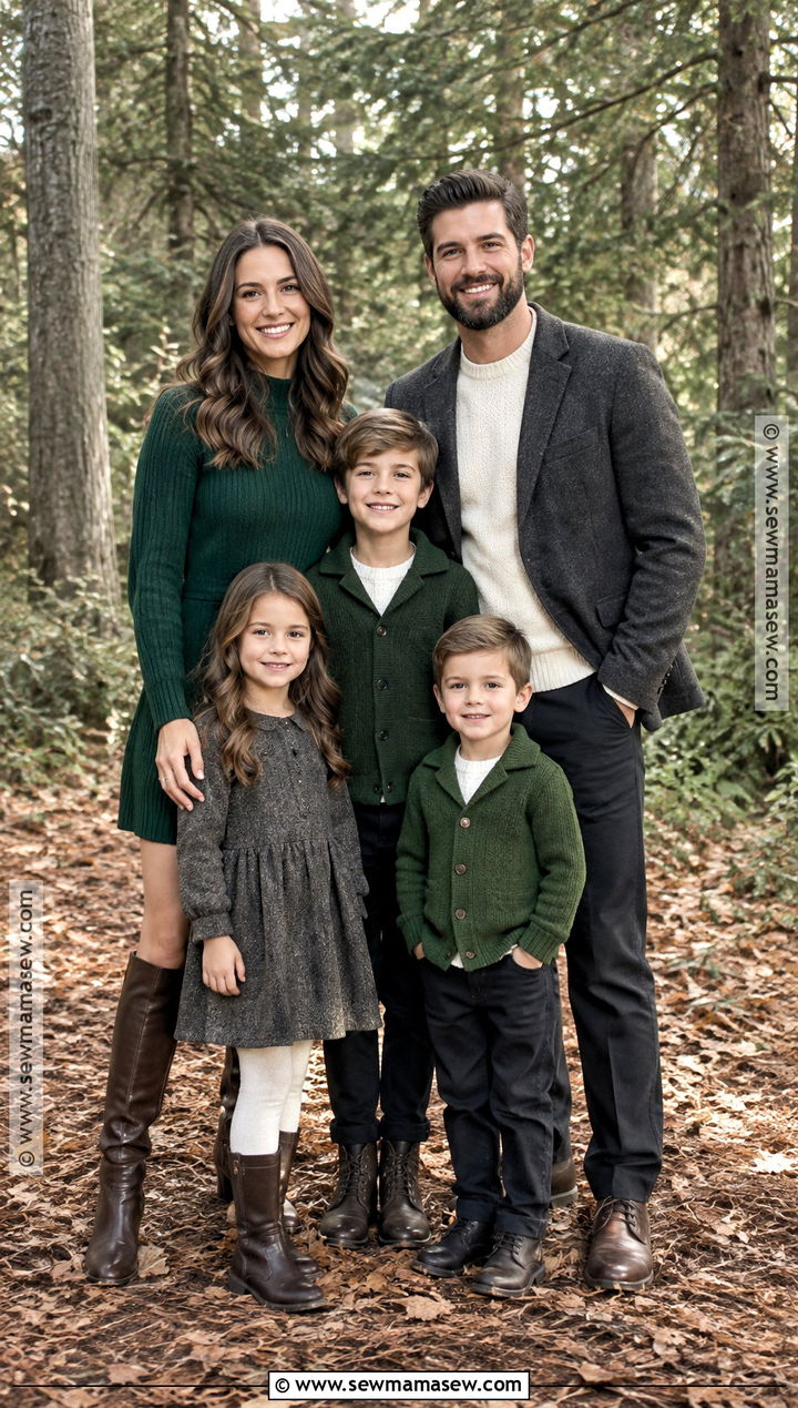 Charcoal And Deep Green Fall Family Photo Outfits - 15 fall family photo outfit ideas