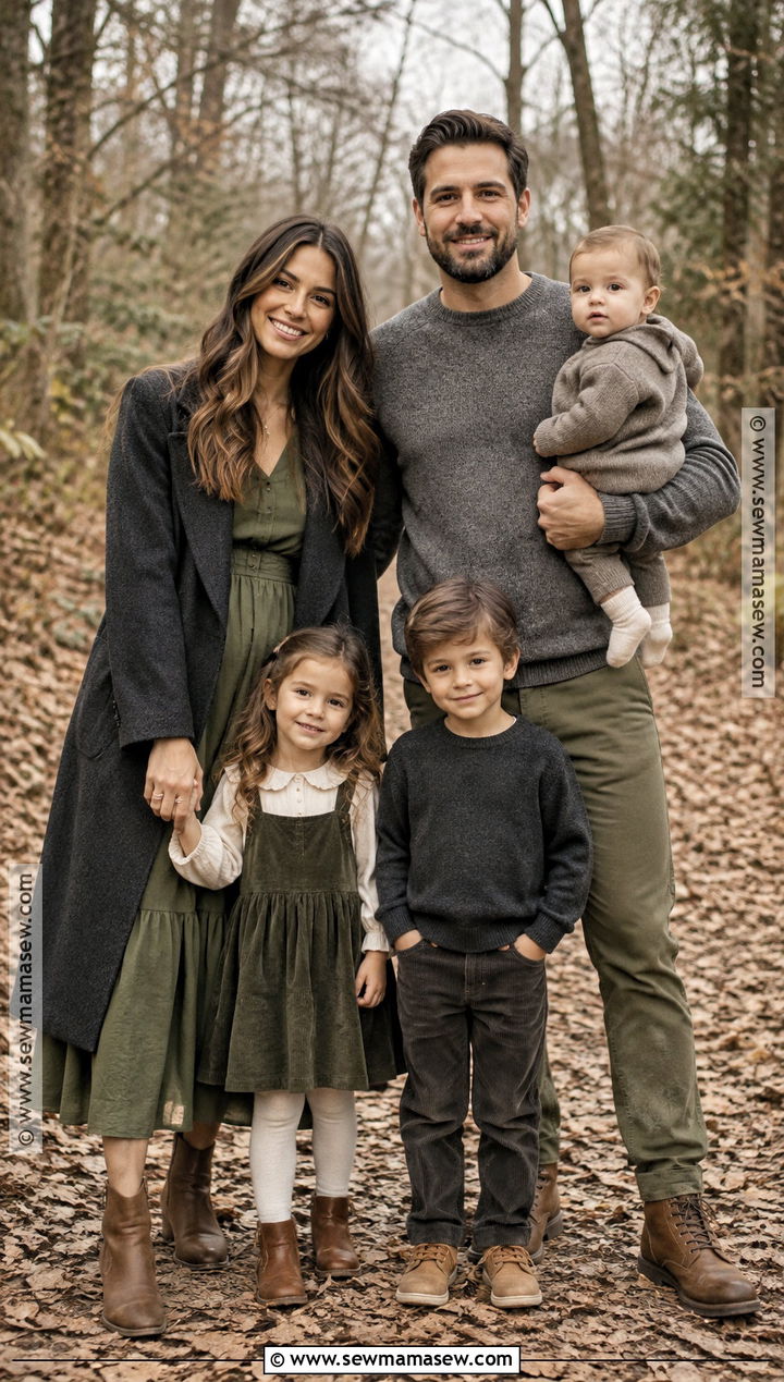 Charcoal And Olive Family Photoshoot Outfit - 25 autumn family photoshoot outfits