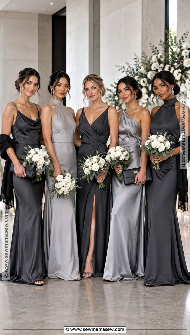 Charcoal And Silver Mismatched Bridesmaid Dresses - 20 mismatch bridesmaid dresses fall
