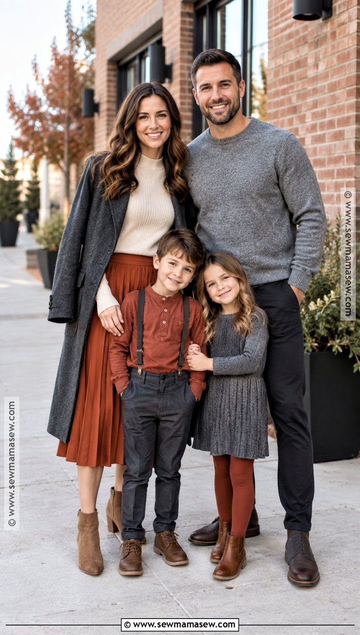 Charcoal And Terracotta Fall Family Picture Outfits - 15 fall family pictures outfits 4 people