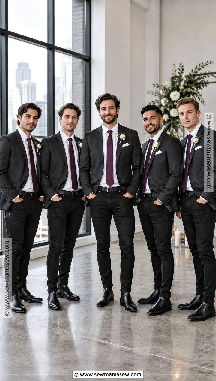 Charcoal Blazer Groomsmen Attire With Black Jeans - 15 groomsmen attire fall wedding jeans
