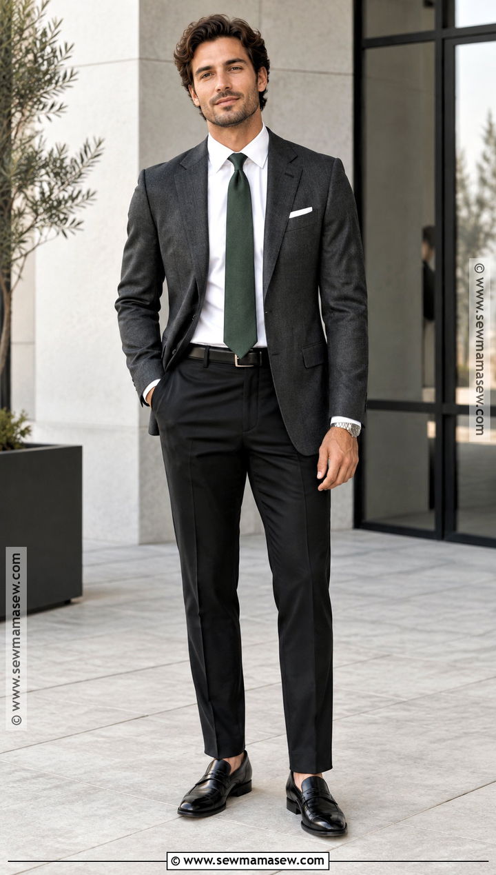 Charcoal Blazer With Black Trousers - 15 mens fall wedding attire guest semi formal ideas
