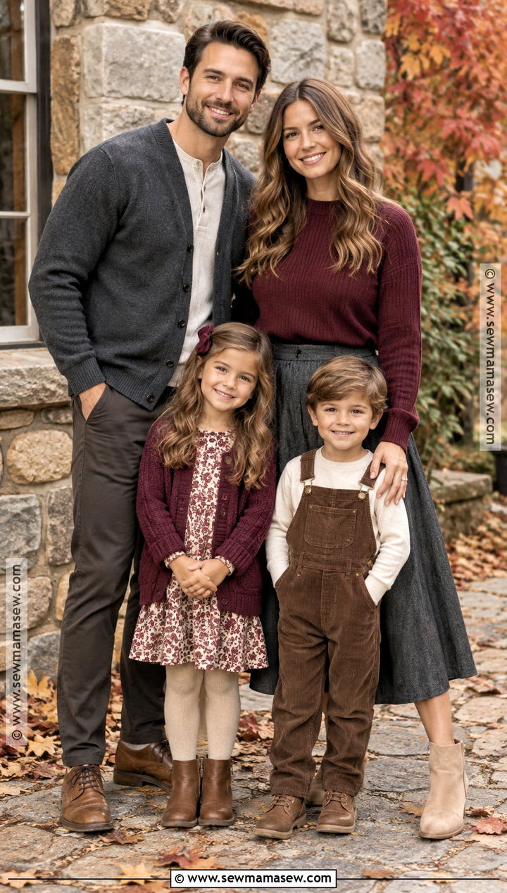 Charcoal Burgundy And Beige Family Photo Outfits - 20 Family Photo Outfits Fall Color Schemes