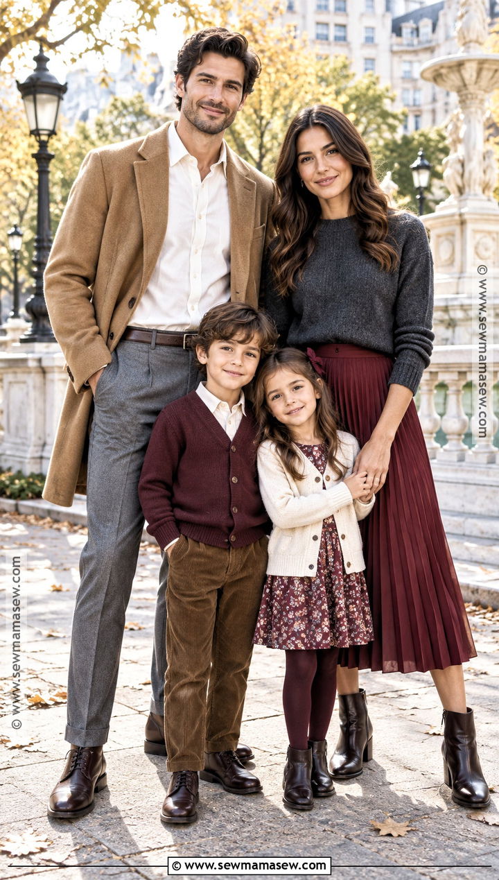 Charcoal Camel And Burgundy Fall Family Photo Outfits - 15 family photo outfit fall color schemes ideas