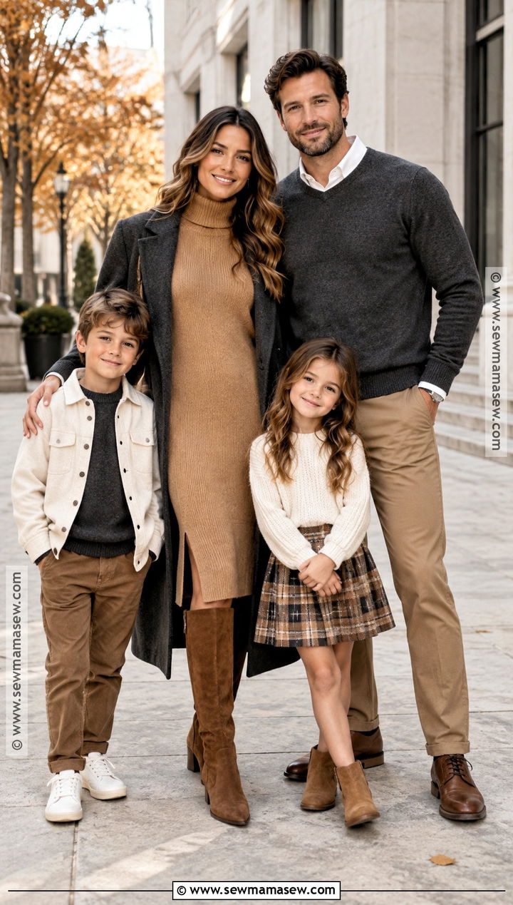 Charcoal Camel and Cream Fall Family Photo Outfits - 20 Fall Family Photo Outfits Color Combos