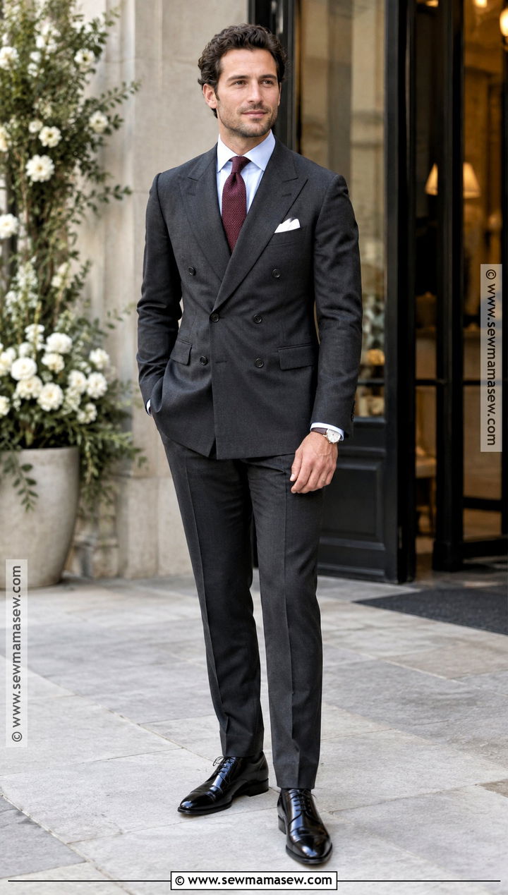 Charcoal Double Breasted Fall Groom Suit - 15 fall groom outfit ideas