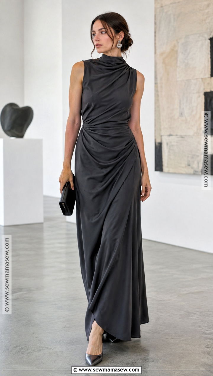 Charcoal Draped Formal Fall Dress - 20 formal fall dresses
