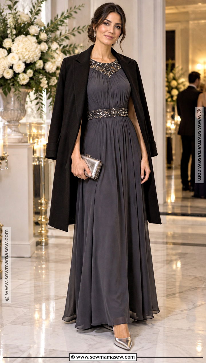 Charcoal Embellished Wedding Guest Dress - 20 wedding dresses guest fall