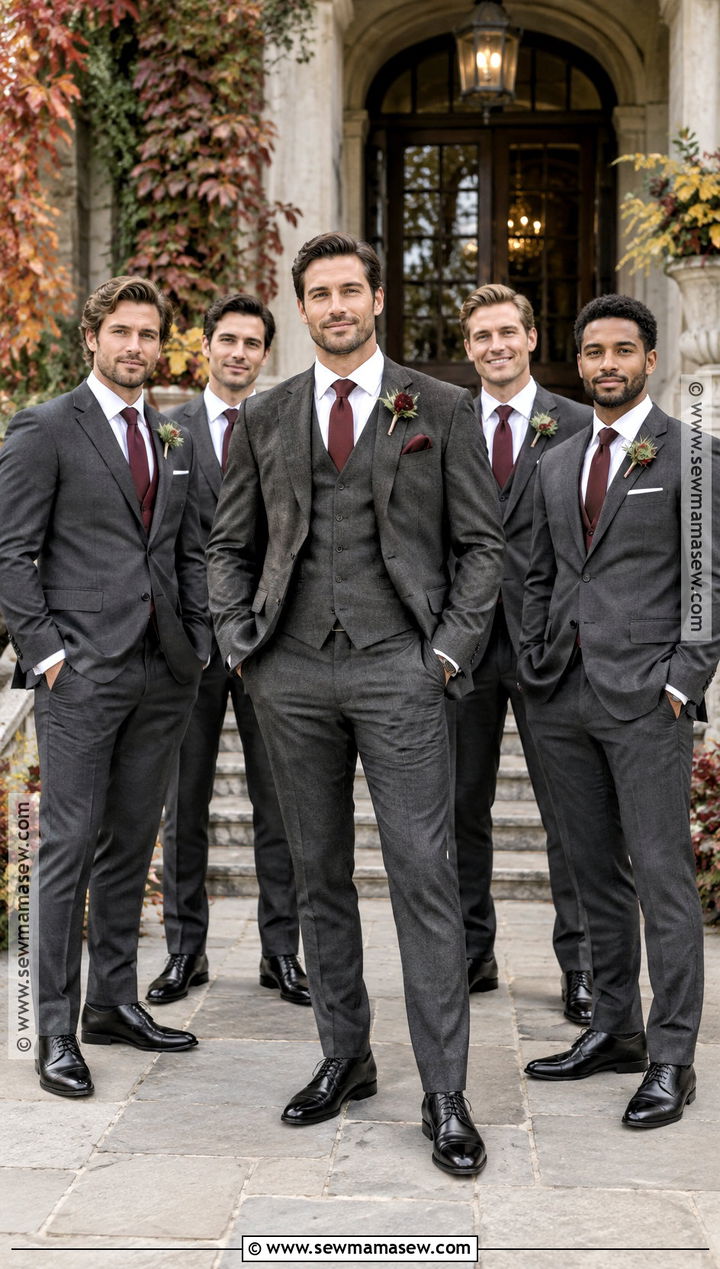 Charcoal Flannel Fall Wedding Suit - 15 fall mens wedding attire groom & groomsmen suits ideas