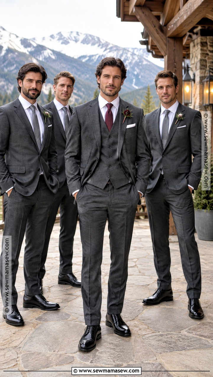 Charcoal Flannel Groom And Groomsmen Suits - 15 groom and groomsmen attire fall wedding ideas
